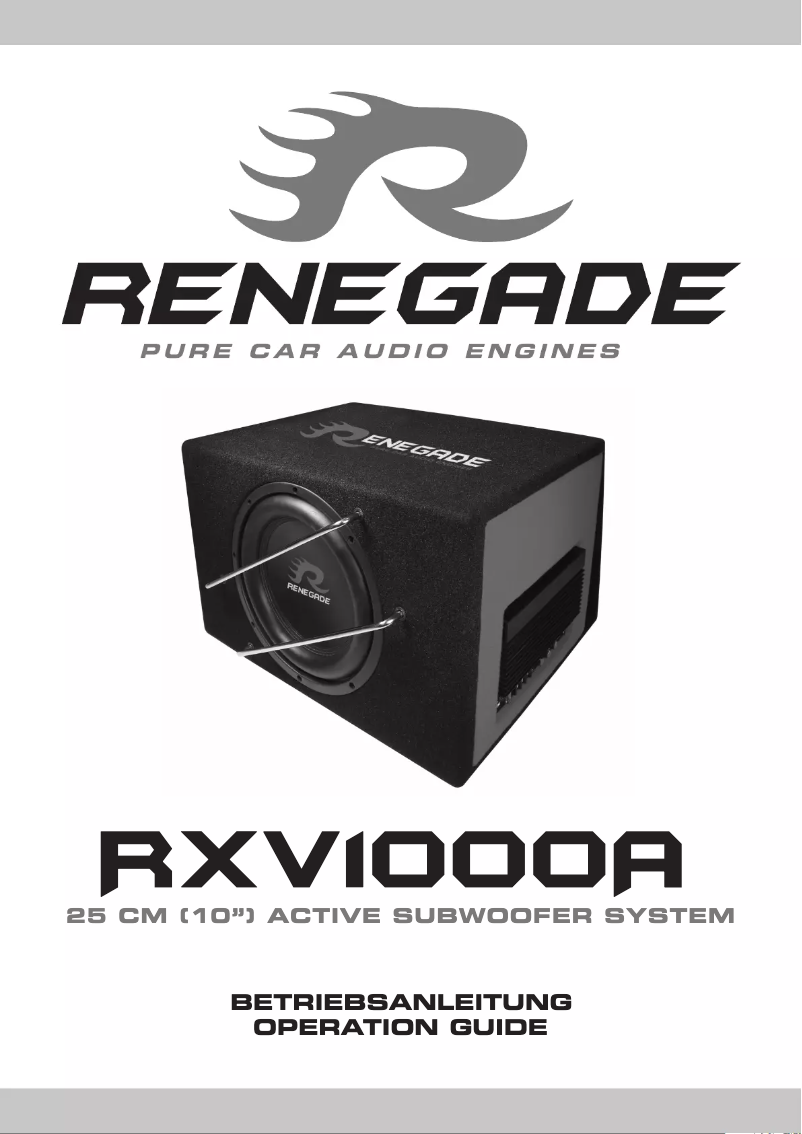 Page n°1 - Manuel utilisateur Renegade RXV1000A
