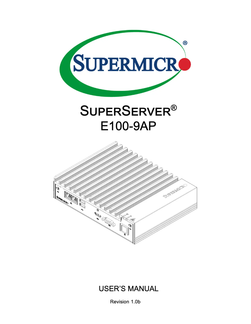 Page 1 de la notice Manuel utilisateur Supermicro SuperServer E100-9AP