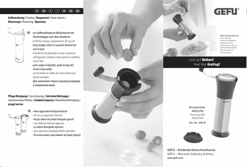 Page 1 de la notice Manuel utilisateur GEFU Moscata