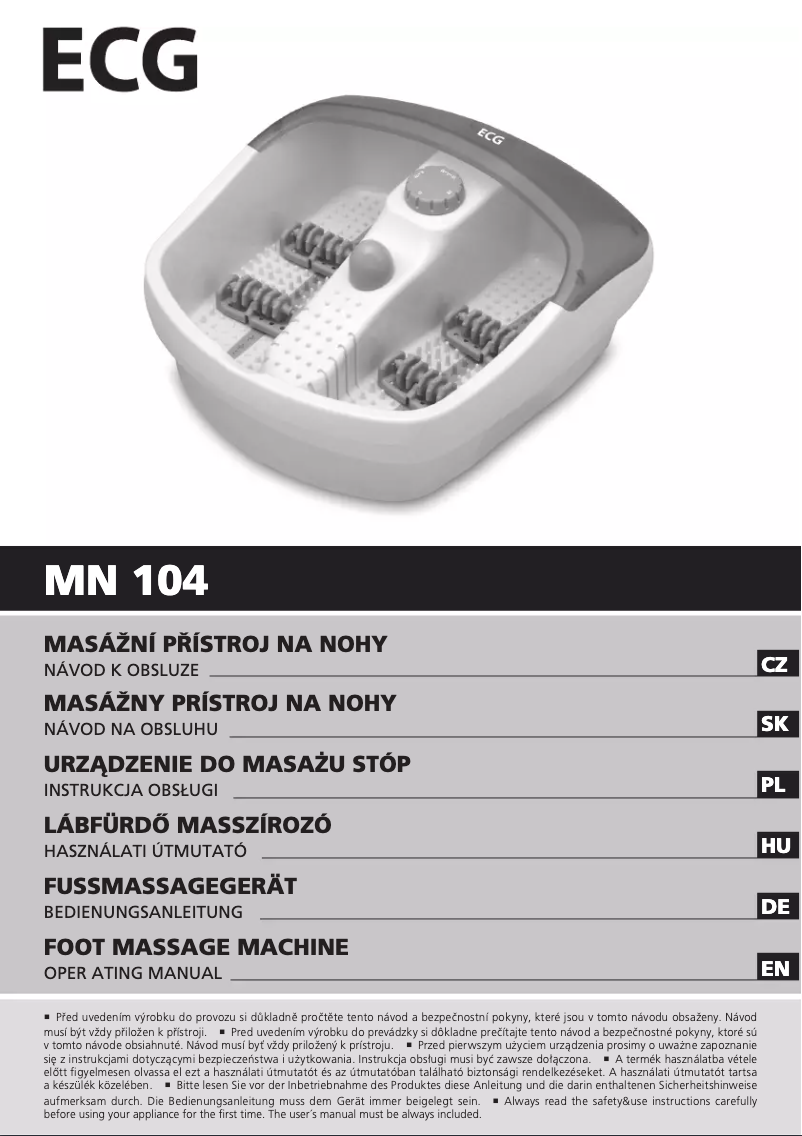 Imagen de la primera página del manual del dispositivo MN 104