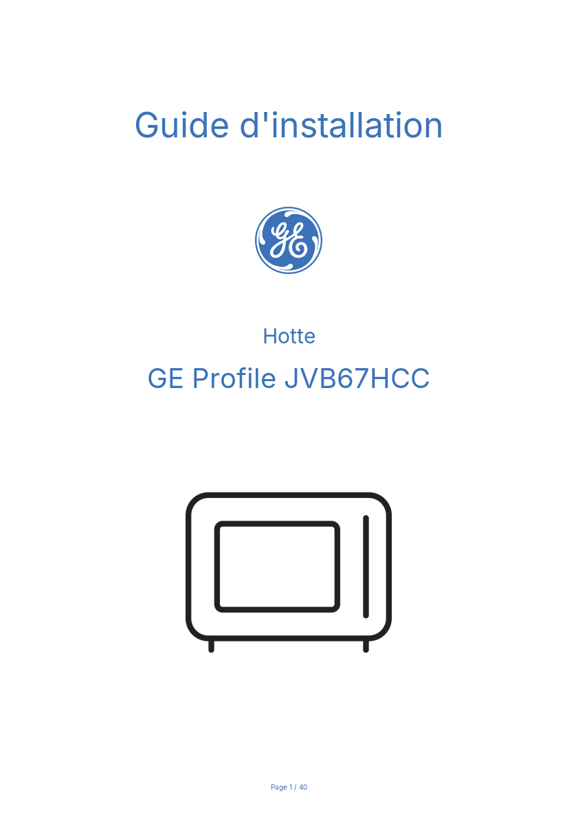 Image de la première page du manuel de l'appareil Profile JVB67HCC