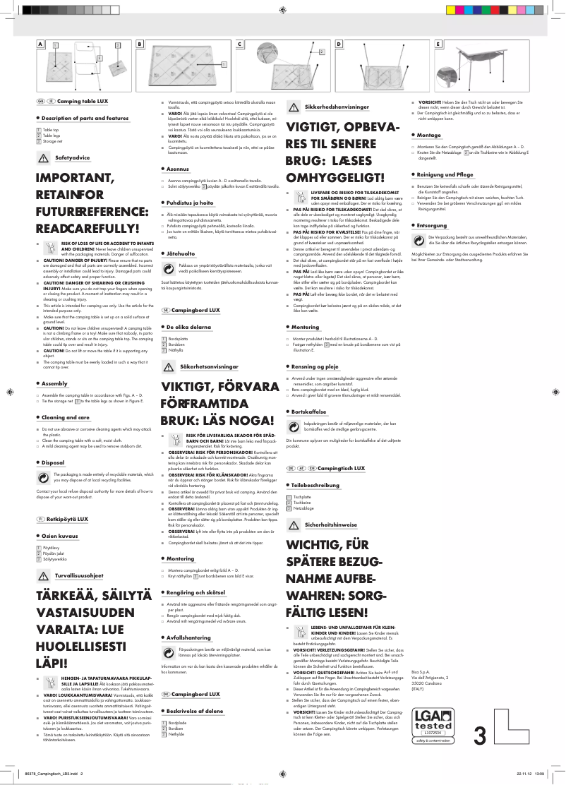 Page 1 de la notice Manuel utilisateur Florabest IAN 86378