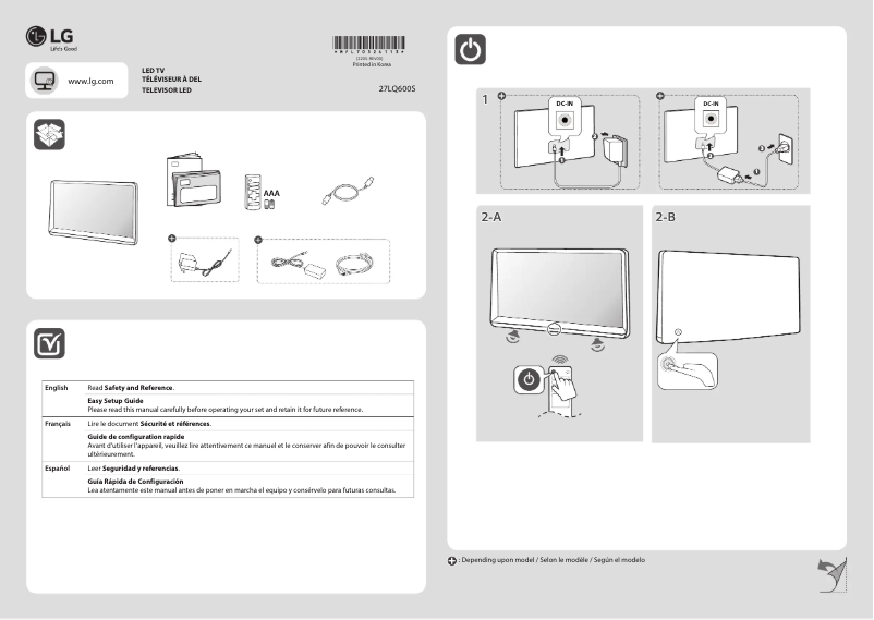 Image de la première page du manuel de l'appareil 27LQ600S