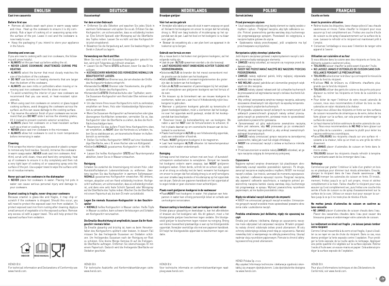 Page 1 de la notice Manuel utilisateur Hendi 626856