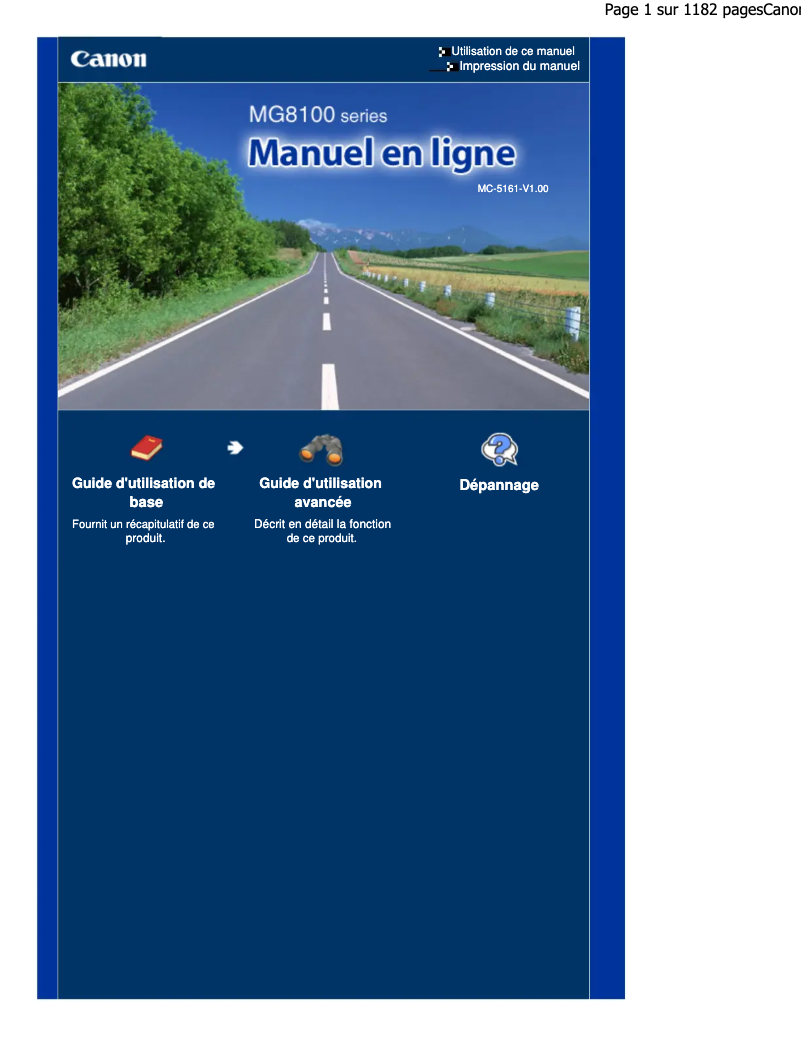 Image de la première page du manuel de l'appareil Pixma MG8150