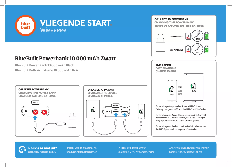 Page n°1 - Manuel utilisateur BlueBuilt Powerbank 10.000 mAh
