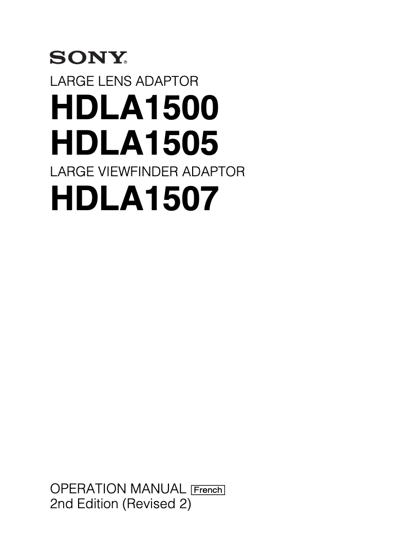 Page n°1 - Manuel utilisateur Sony HDLA1507