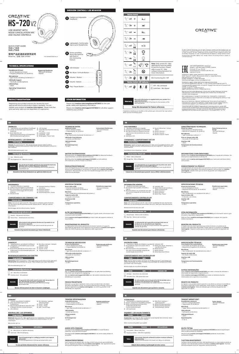 Image de la première page du manuel de l'appareil HS-720 V2