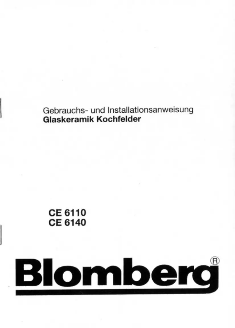 Page 1 de la notice Manuel utilisateur Blomberg CE 6140