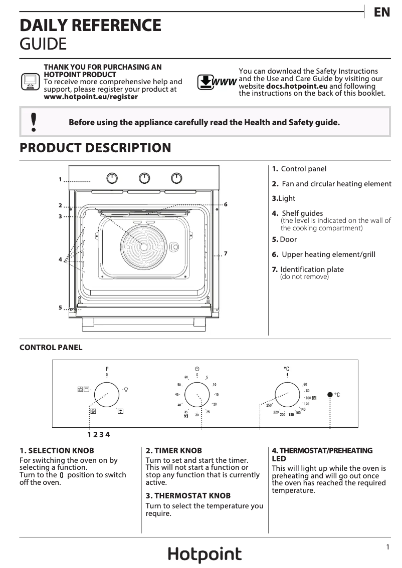 Page n°1 - Manuel utilisateur Hotpoint SA3 330 H IX