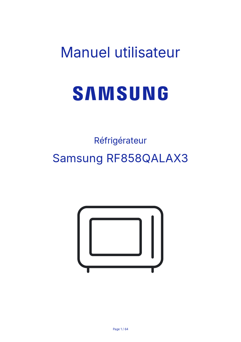 Page n°1 - Manuel utilisateur Samsung RF858QALAX3