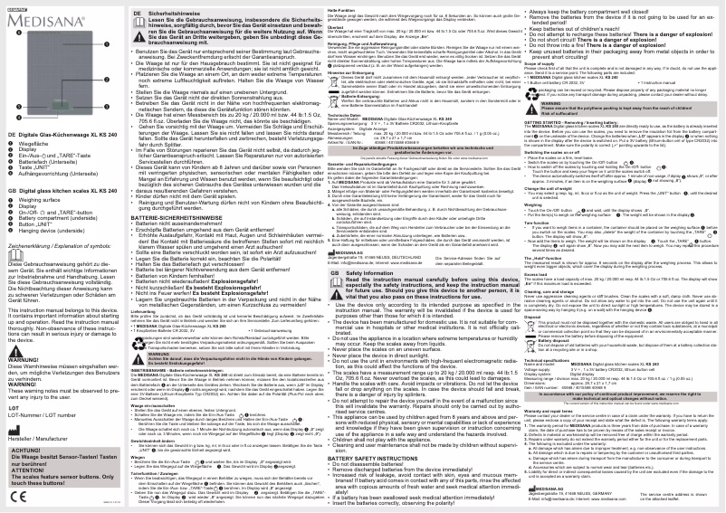 Página 1 del manual Manual de usuario Medisana KS 240