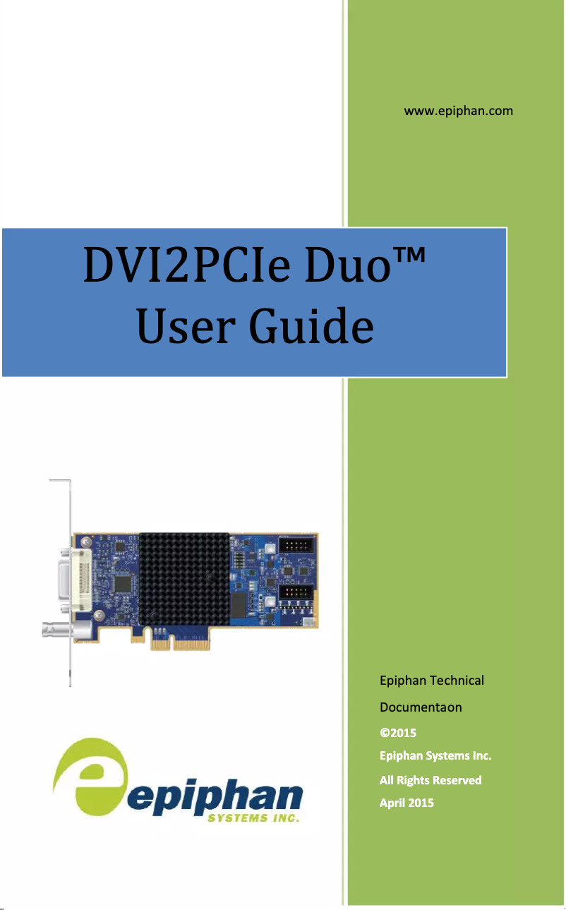 Página 1 del manual Manual de usuario Epiphan DVI2PCIe Duo