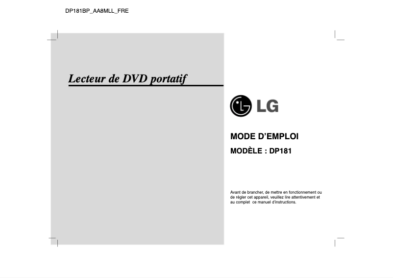 Page n°1 - Manuel utilisateur LG DP181BP