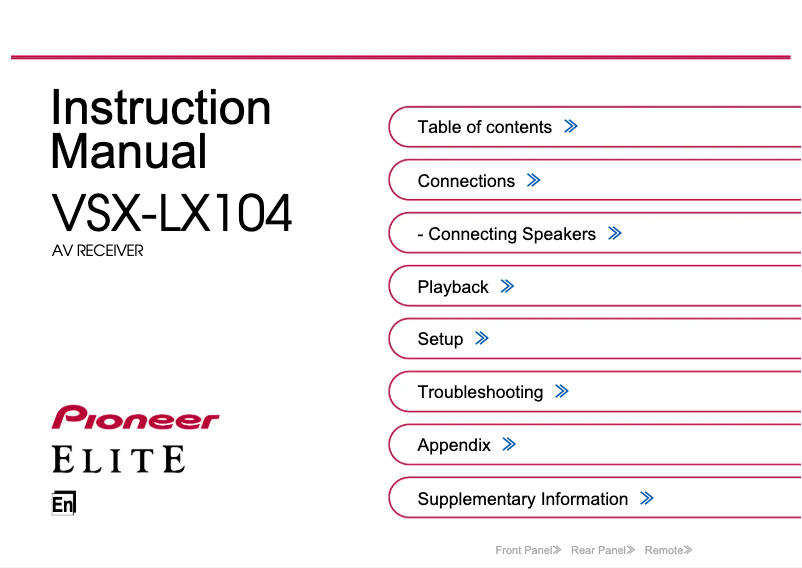 Page n°1 - Manuel utilisateur Pioneer VSX-LX104