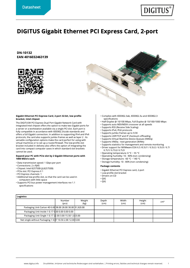 Page n°1 - Fiche technique Digitus DN-10132