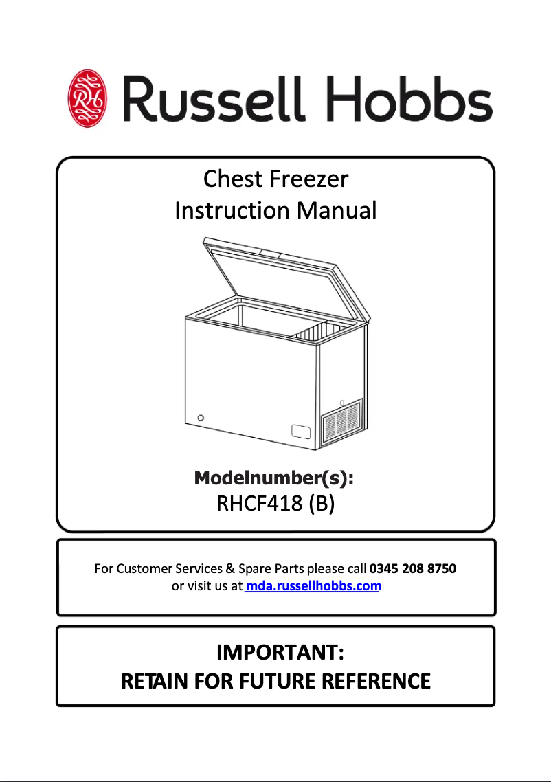 Page 1 de la notice Manuel utilisateur Russell Hobbs RHCF418