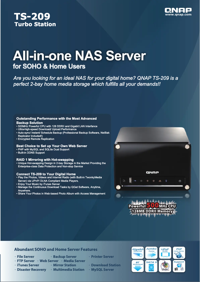 Page n°1 - Fiche technique QNAP TS-209