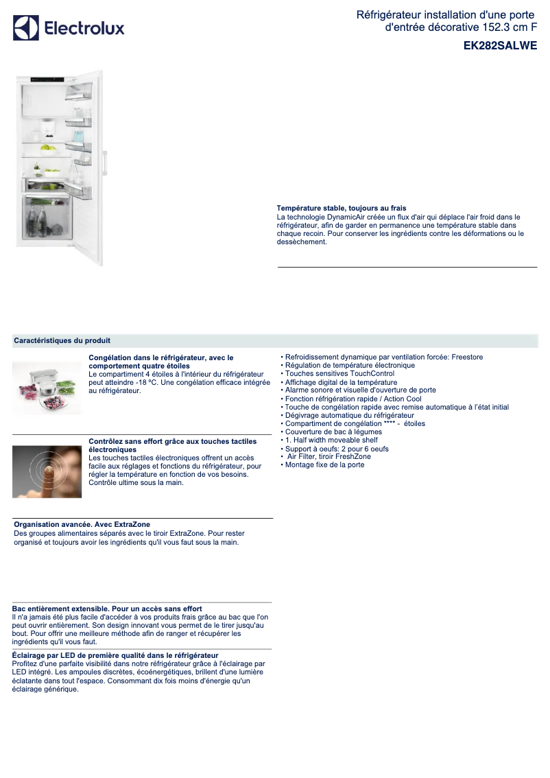 Page n°1 - Fiche technique Electrolux EK282SALWE