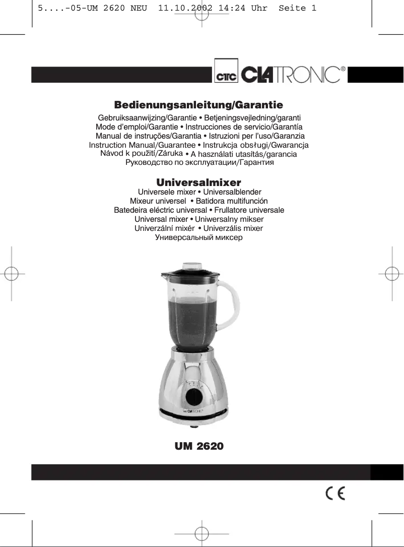Page 1 de la notice Manuel utilisateur Clatronic UM 2620 E