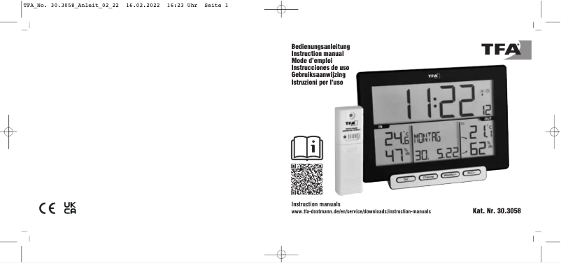 Page n°1 - Manuel utilisateur TFA Trinity 30.3058.01
