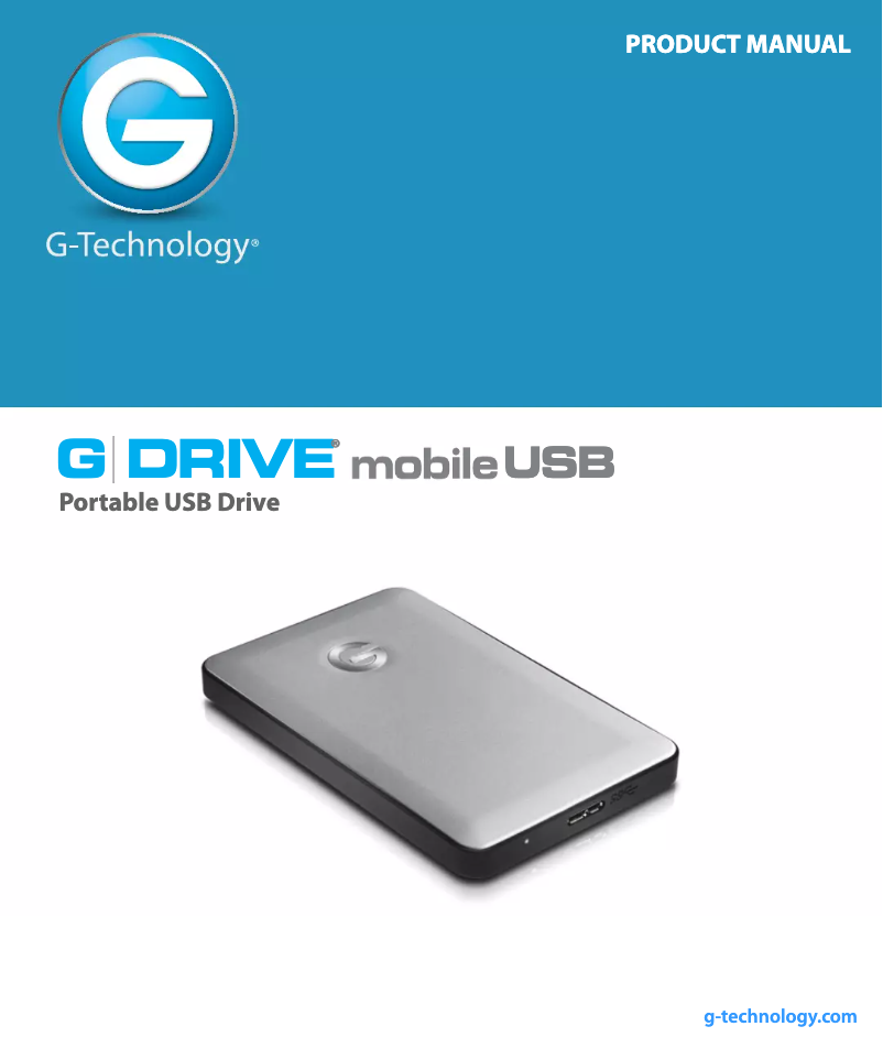 Page 1 de la notice Manuel utilisateur G-Technology G-DRIVE mobile USB 3.0