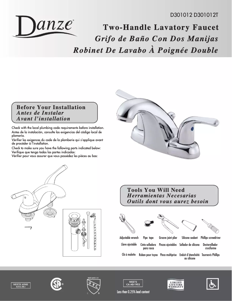 Page n°1 - Manuel utilisateur Danze D301012