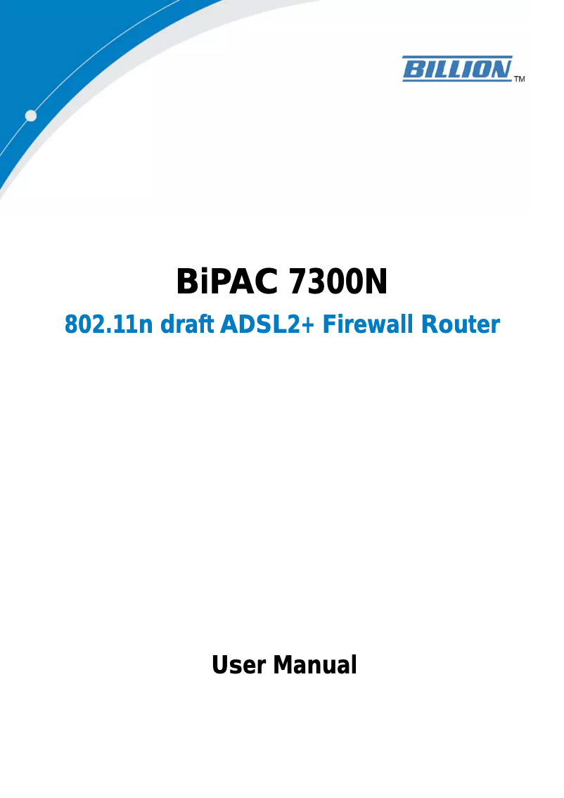Page n°1 - Manuel utilisateur Billion BiPAC 7300N