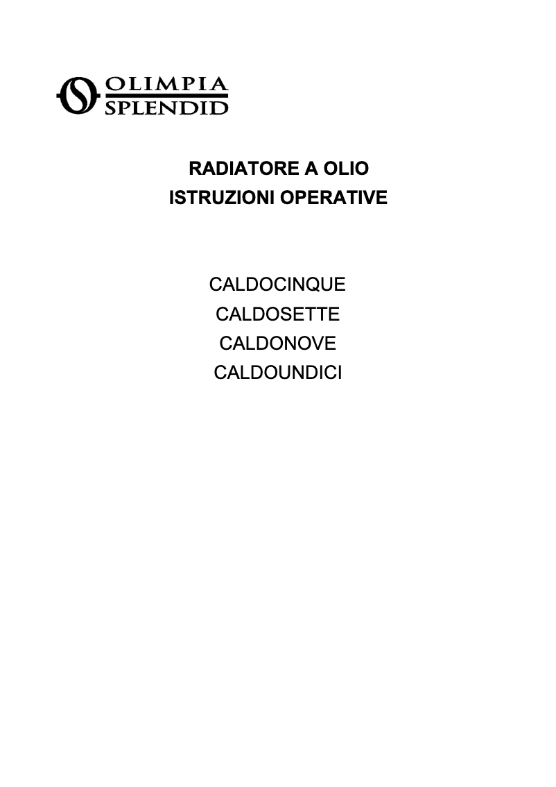 Page 1 de la notice Manuel utilisateur Olimpia Splendid Caldosette