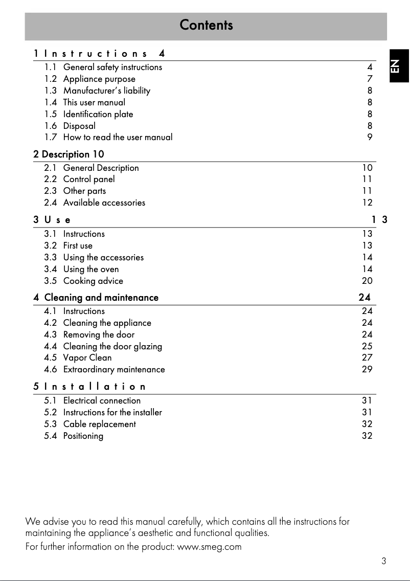 Page 1 de la notice Manuel utilisateur Smeg SFRA9300TN