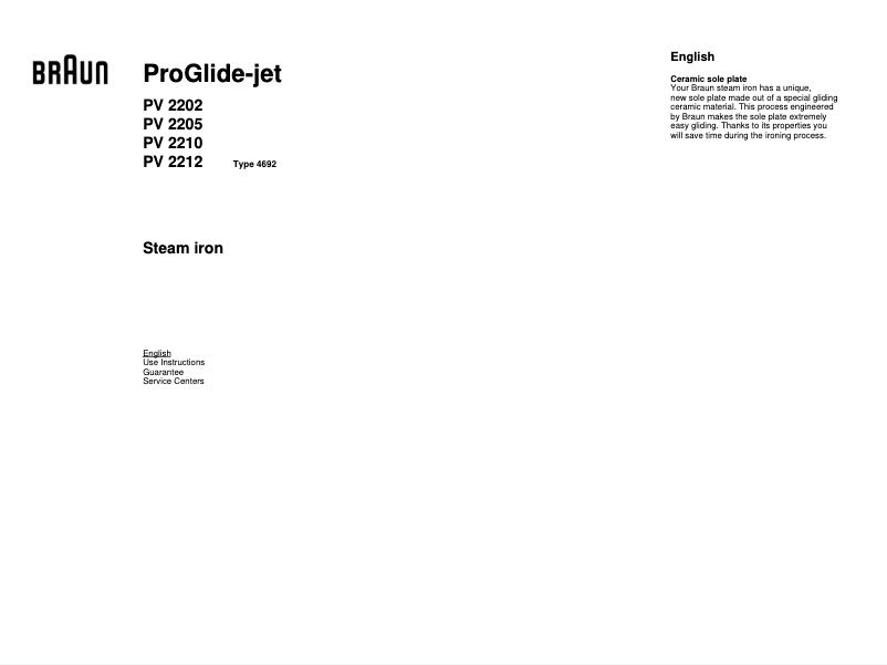 Page n°1 - Manuel utilisateur Braun ProGlide-Jet PV 2202