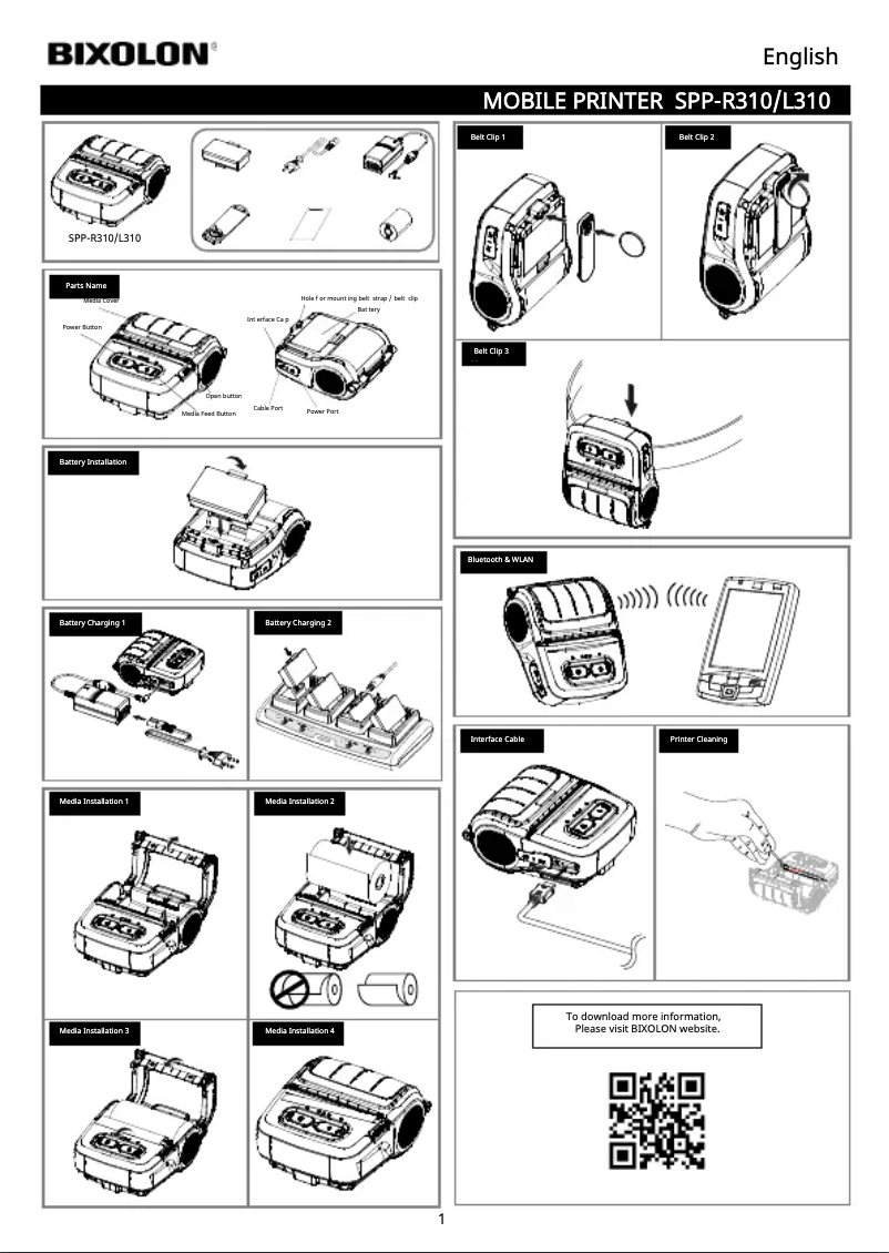 Page 1 de la notice Manuel utilisateur Bixolon SPP-R310