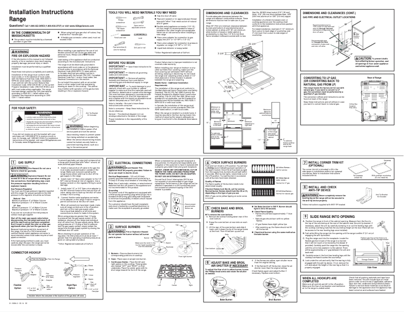 Page 1 de la notice Guide d'installation GE JGS650DEFWW