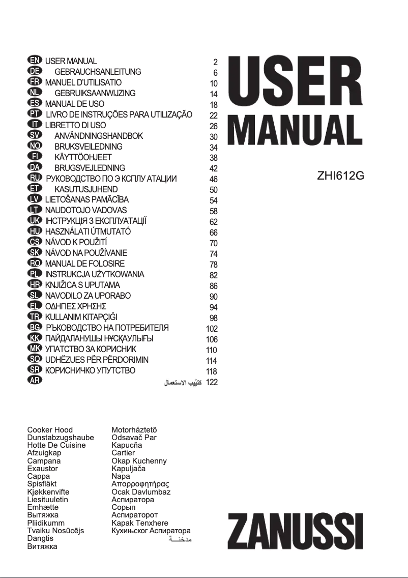 Page n°1 - Manuel utilisateur Zanussi ZHI612G