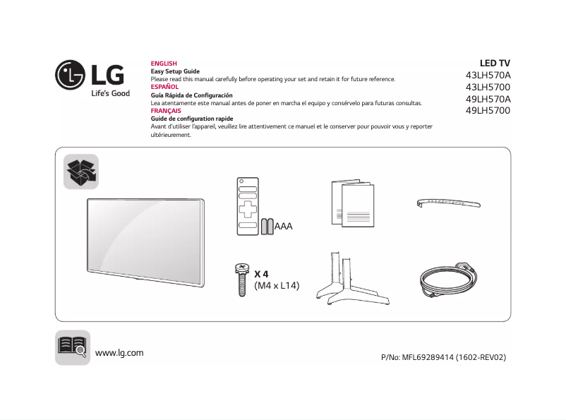 Página 1 del manual Manual de usuario LG 43LH570A
