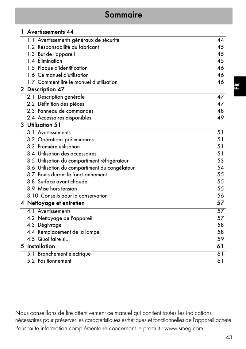 Page n°1 - Mode d'emploi Smeg FAB30LVE1