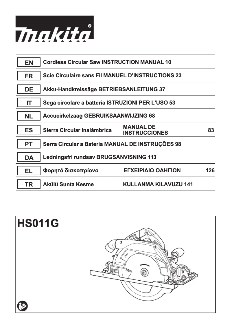 Page 1 de la notice Manuel utilisateur Makita HS011G