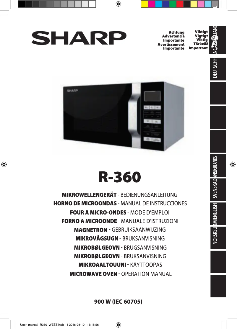Page 1 de la notice Manuel utilisateur Sharp R-360