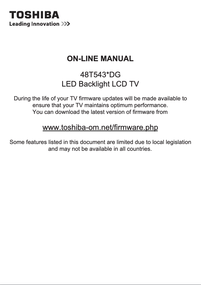 Page n°1 - Manuel utilisateur Toshiba 48T5435DG