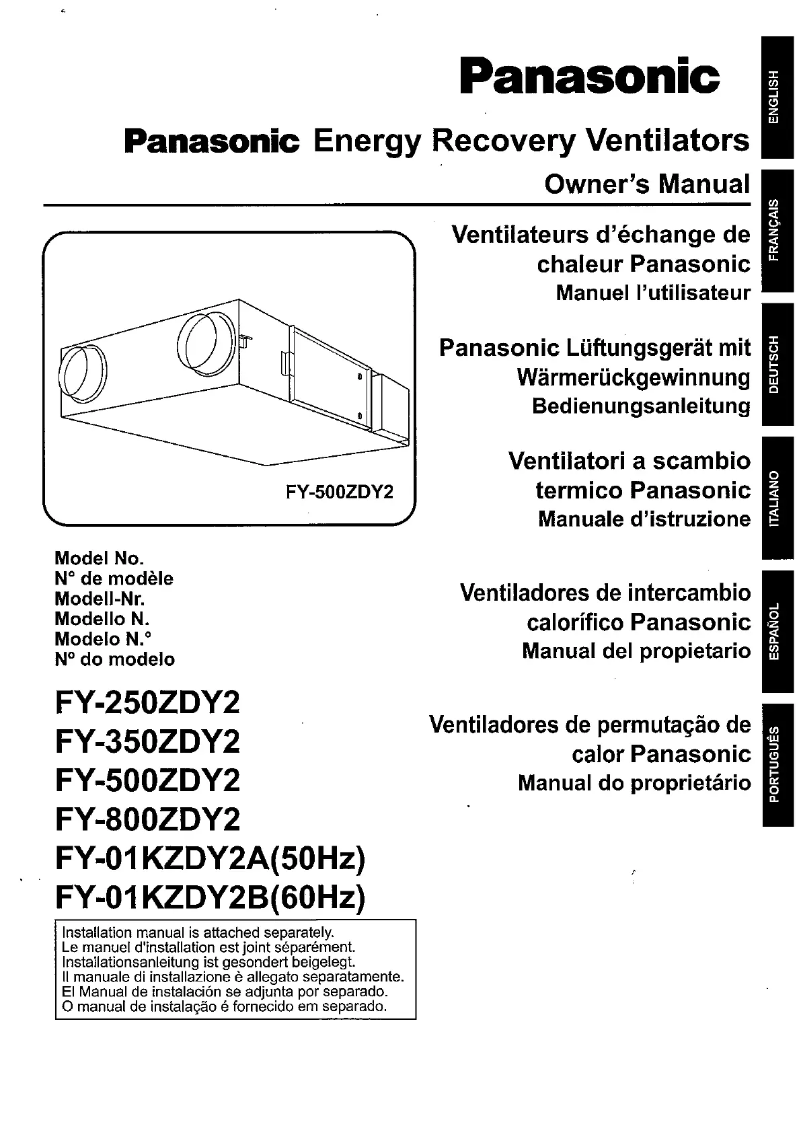 Page n°1 - Manuel utilisateur Panasonic FY800ZDY2