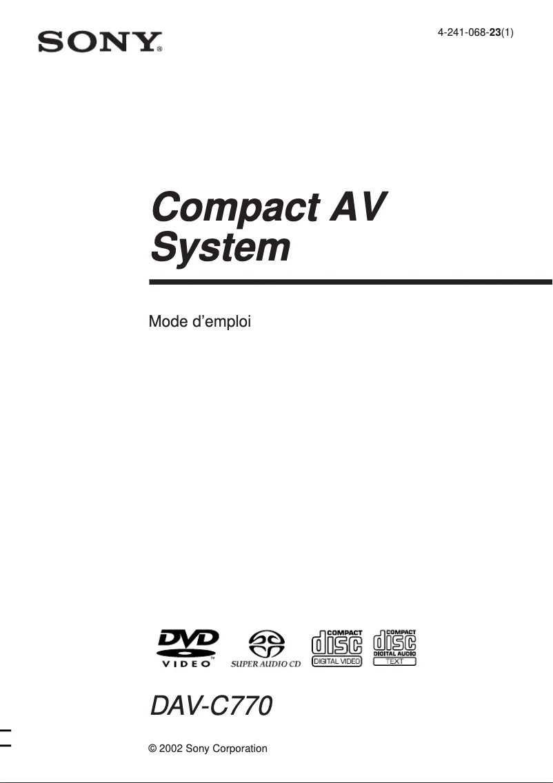 Página 1 del manual Manual de usuario Sony DAV-C770