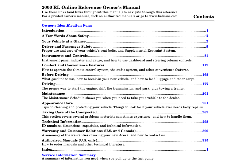 Imagen de la primera página del manual del dispositivo RL (2000)