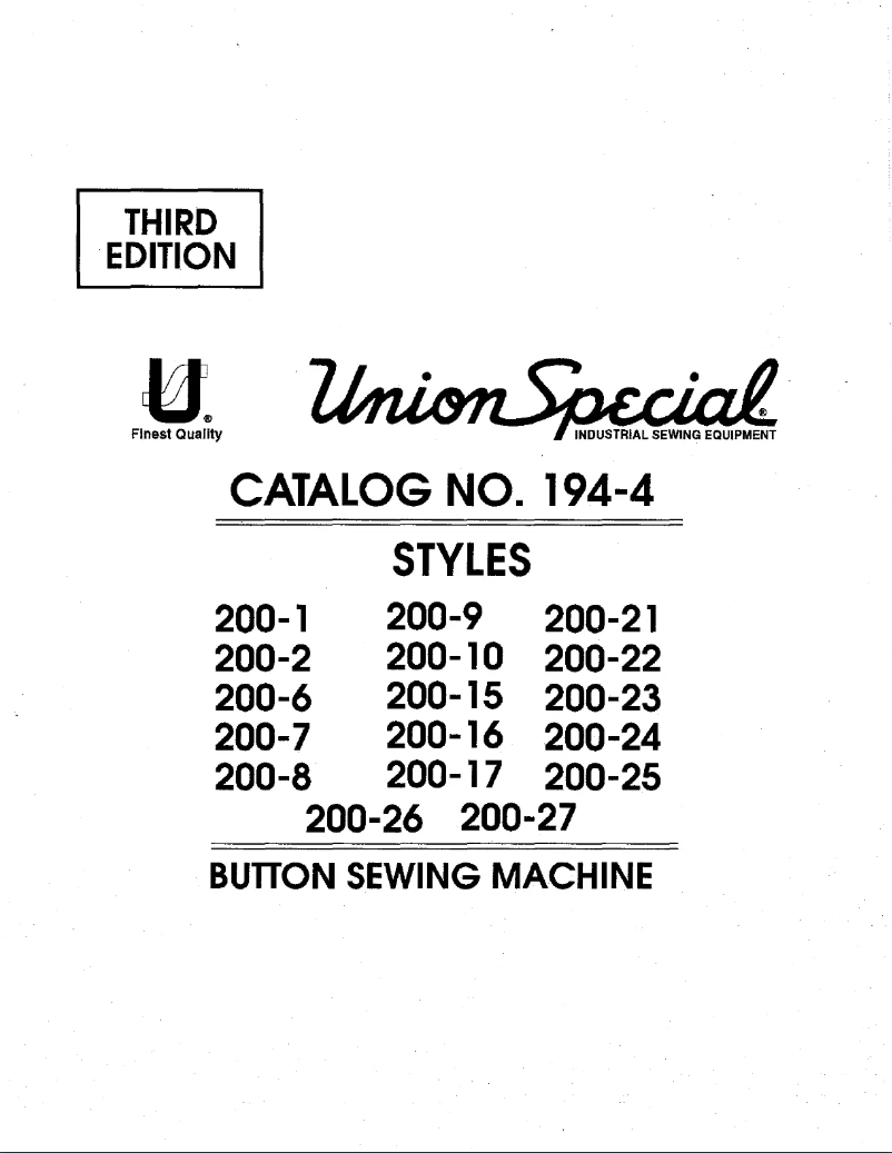 Page n°1 - Manuel utilisateur Union Special 200-21