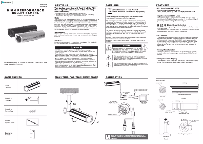 Page n°1 - Manuel utilisateur EverFocus EZ600