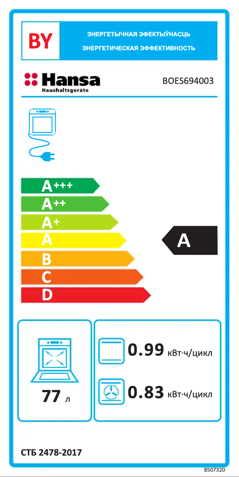 Page 1 de la notice Manuel utilisateur Hansa BOES694003