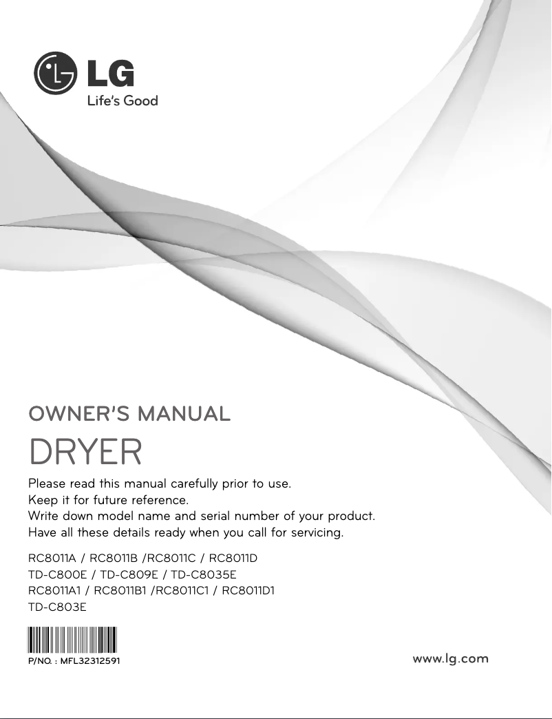 Page n°1 - Manuel utilisateur LG TD-C8035E