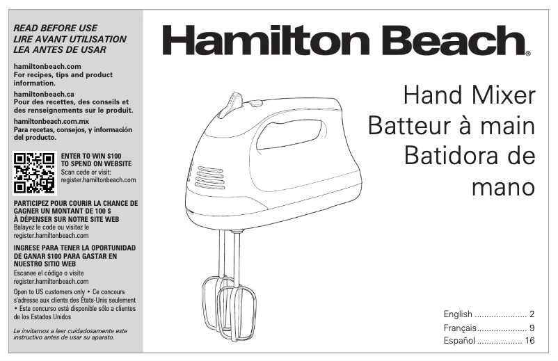 Page 1 de la notice Manuel utilisateur Hamilton Beach 62636