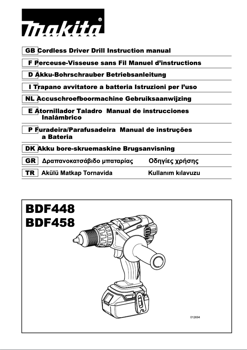 Page 1 de la notice Manuel utilisateur Makita BDF448ZX