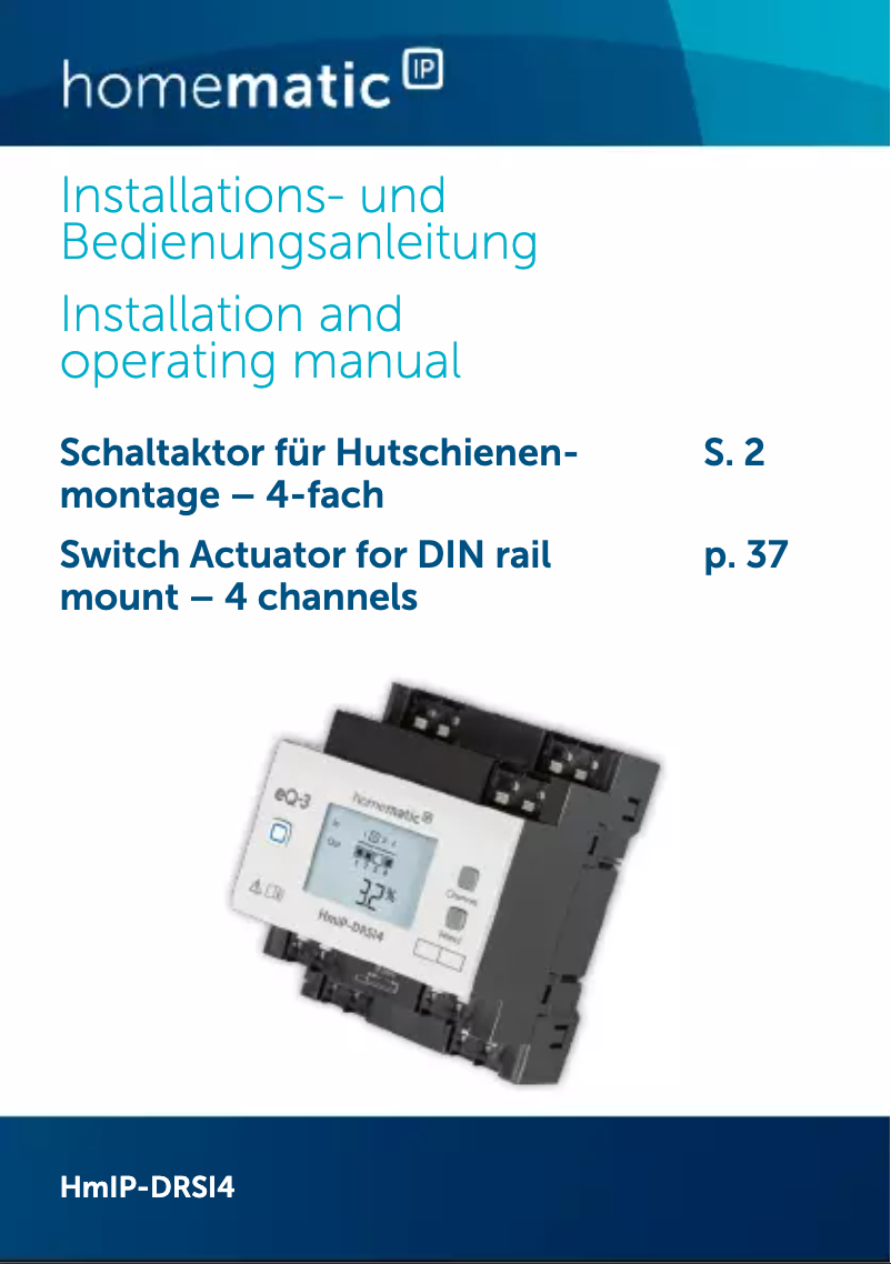 Page 1 de la notice Manuel utilisateur Homematic IP HmIP-DRSI4