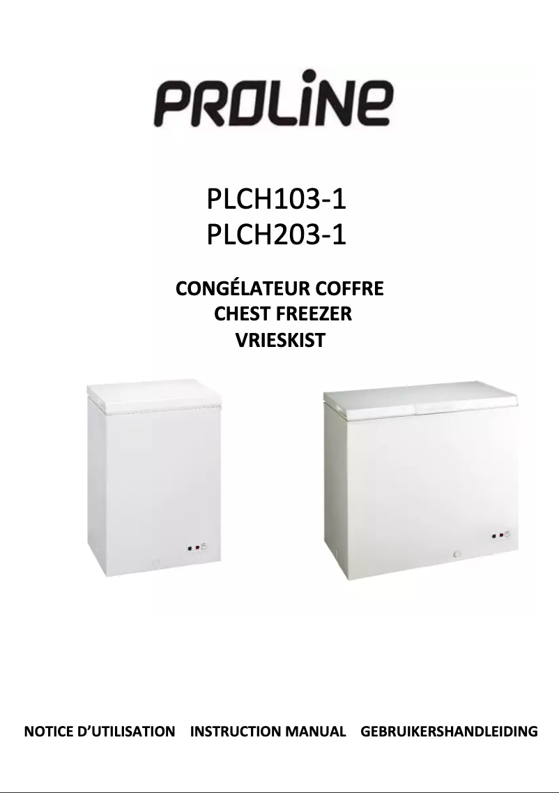 Page 1 de la notice Manuel utilisateur Proline PLCH103-1